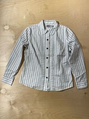 Worthington White Button-Front Striped Shirt Large (RF)